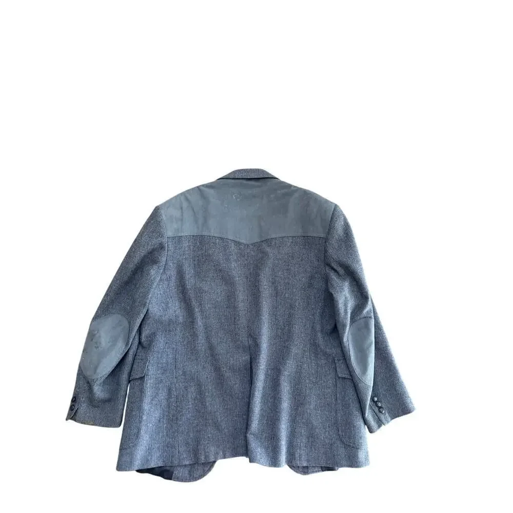 Pendleton Men's Gray & Blue 100% Virgin Wool 2 Button Front Blazer Coat Size 48